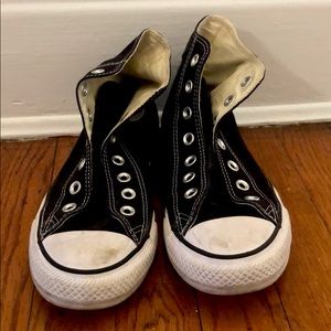 Black Converse High Tops (no laces) - lightly worn